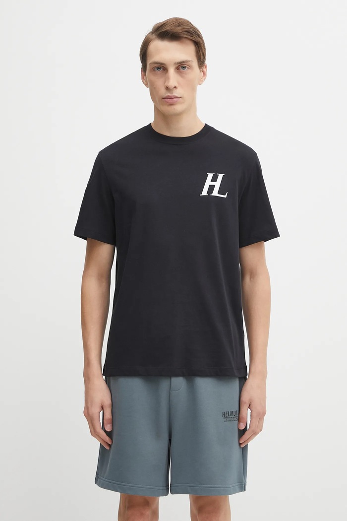 Helmut Lang pamut póló pamut fekete P04HM507
