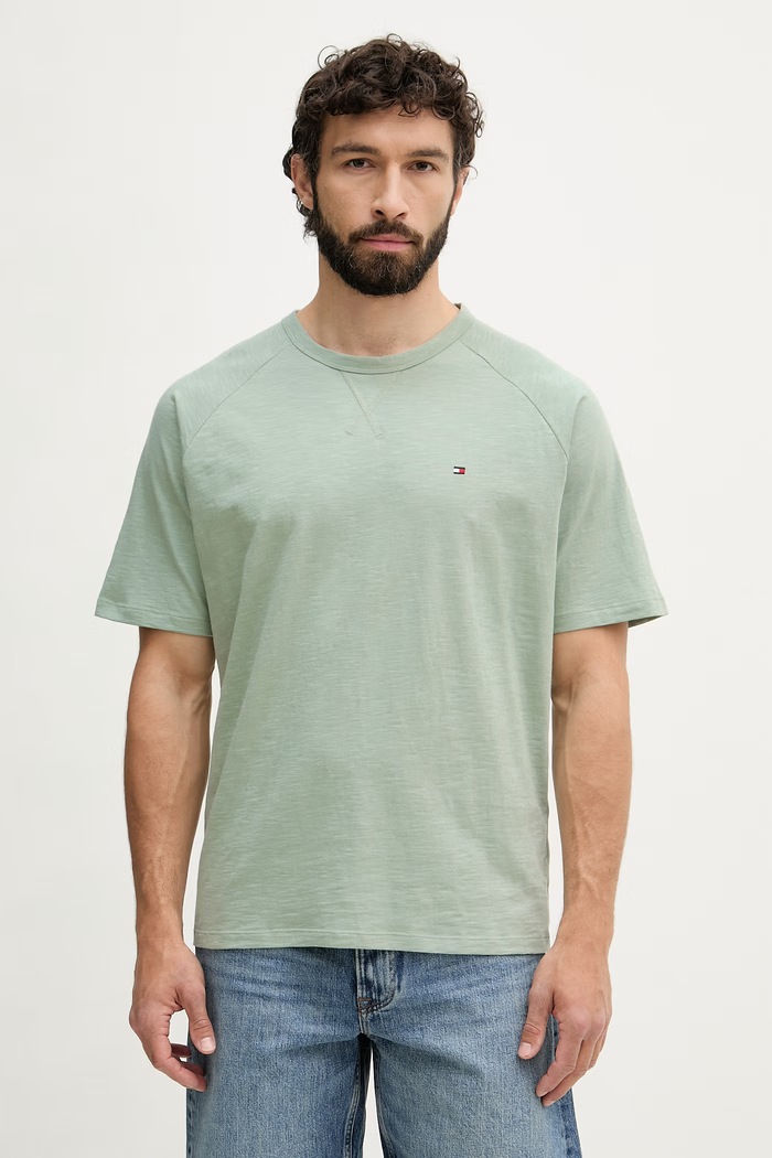 Tommy Hilfiger T-shirt ανδρικό βαμβακερό πράσινο UM0UM03605