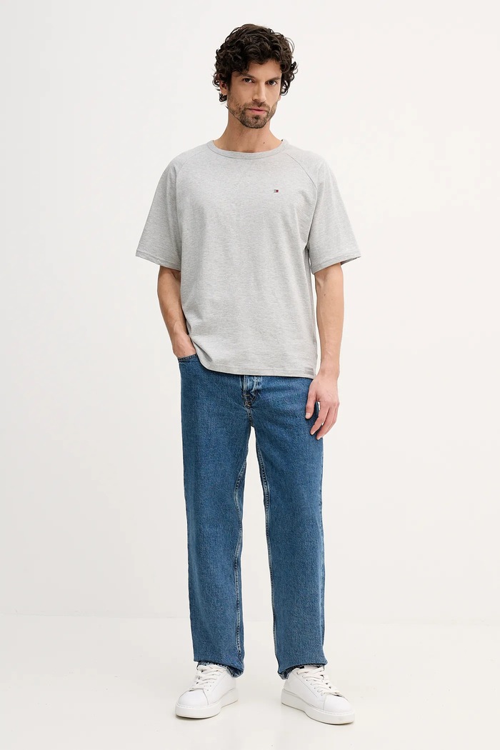 Tommy Hilfiger T-shirt męski bawełniany UM0UM03605 szary SS26