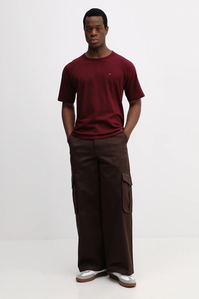 Tommy Hilfiger tricou pentru bărbați din bumbac UM0UM03605 burgundia SS26