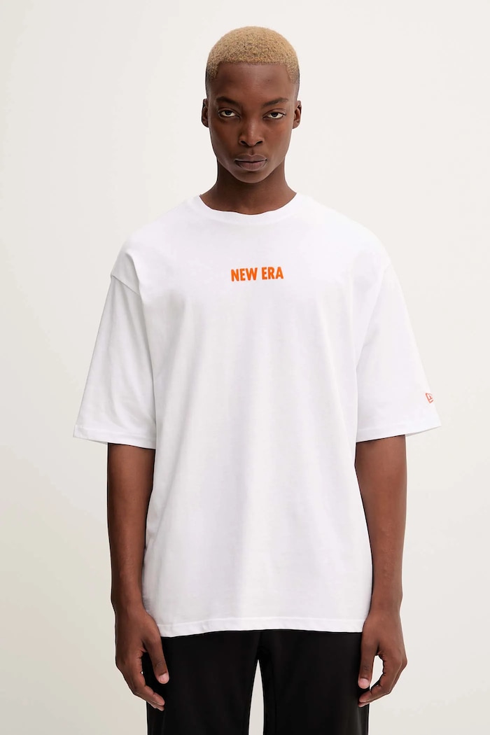 Памучна тениска New Era свободна бял 60684381