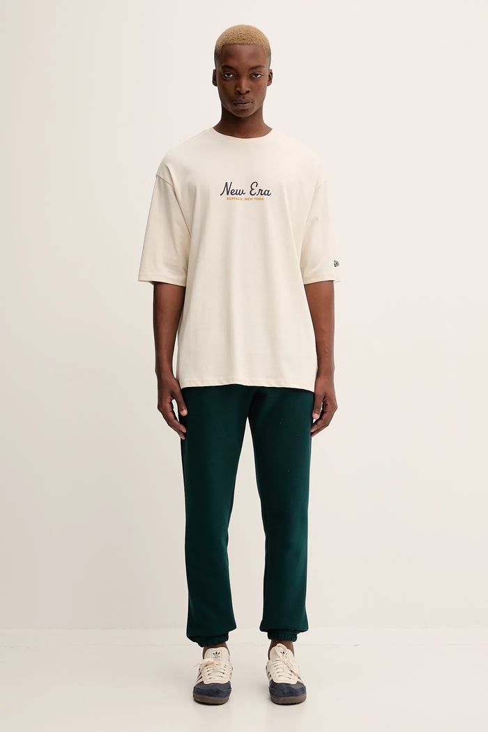 New Era t-shirt bawełniany 60684387 beżowy AW25
