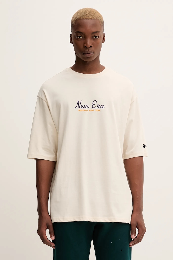 Odzież New Era t-shirt bawełniany 60684387 beżowy
