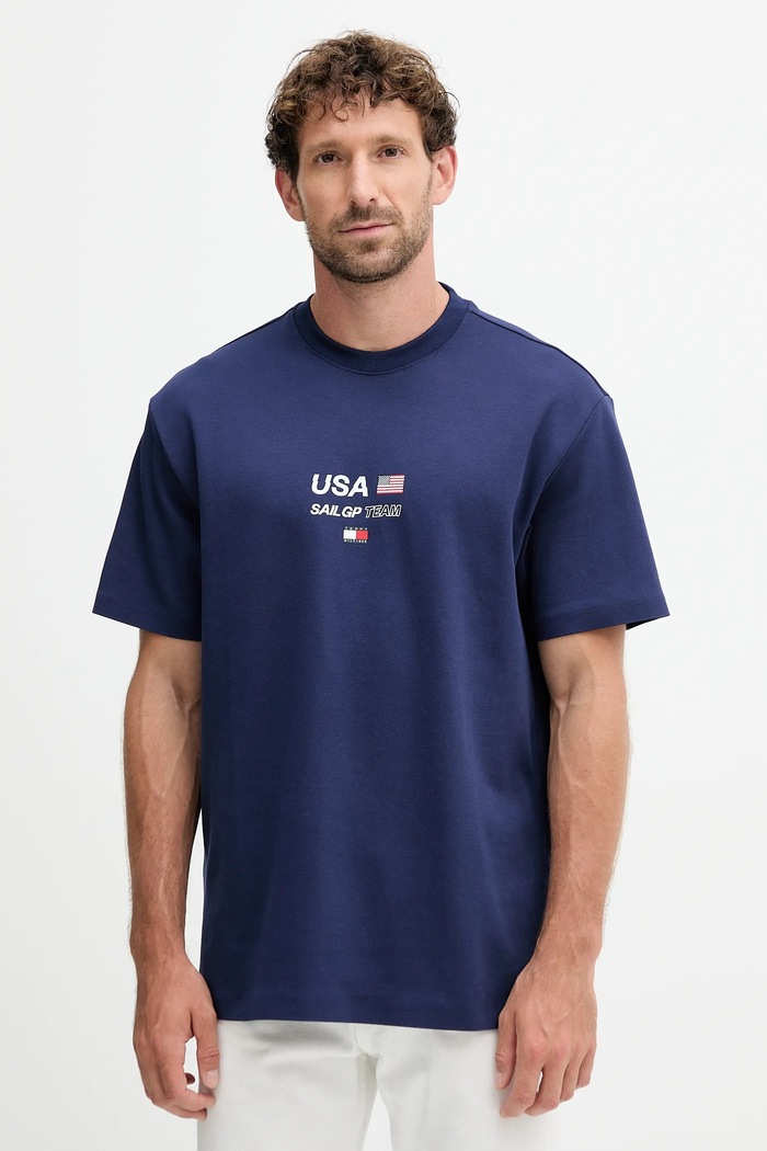 Tričko Tommy Hilfiger x SAIL GP kulatý námořnická modř MW0MW41417