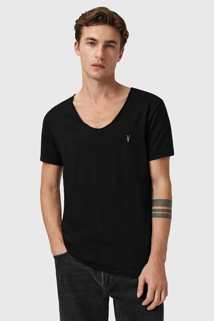 Bavlněné tričko AllSaints TONIC slim černá M052JB