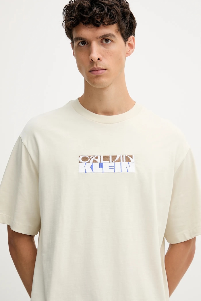 Bavlnené tričko Calvin Klein Jeans LV04RD808G béžová