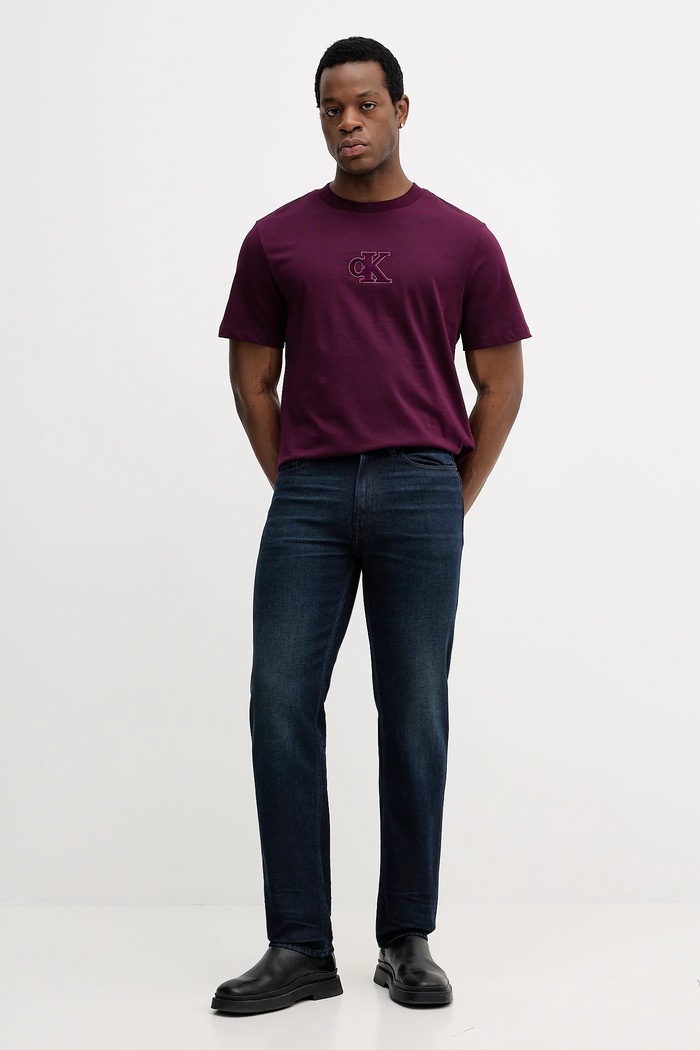Bavlnené tričko Calvin Klein Jeans LV04RD253G fialová AW25
