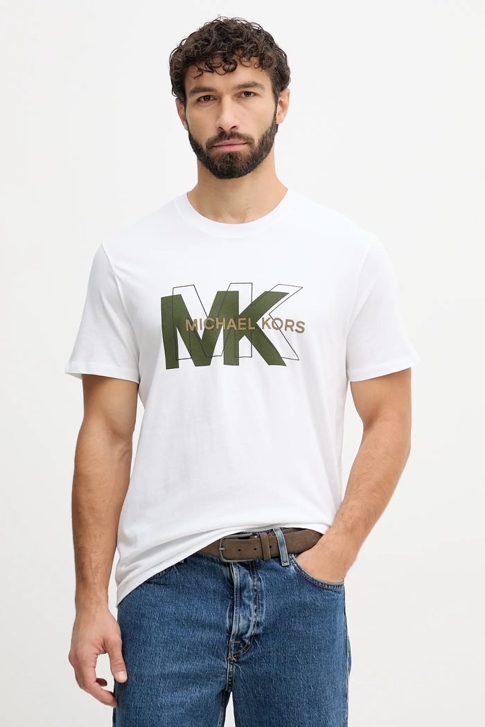 Памучна тениска Michael Kors стандартна бял CF552PZFV4