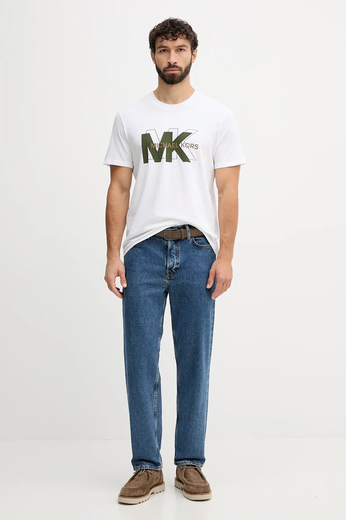 Памучна тениска Michael Kors CF552PZFV4 бял AW25