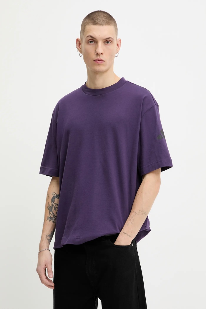 adidas t-shirt bawełniany Essentials bawełna fioletowy JX5670