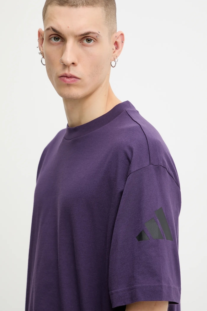 adidas t-shirt bawełniany Essentials fioletowy JX5670