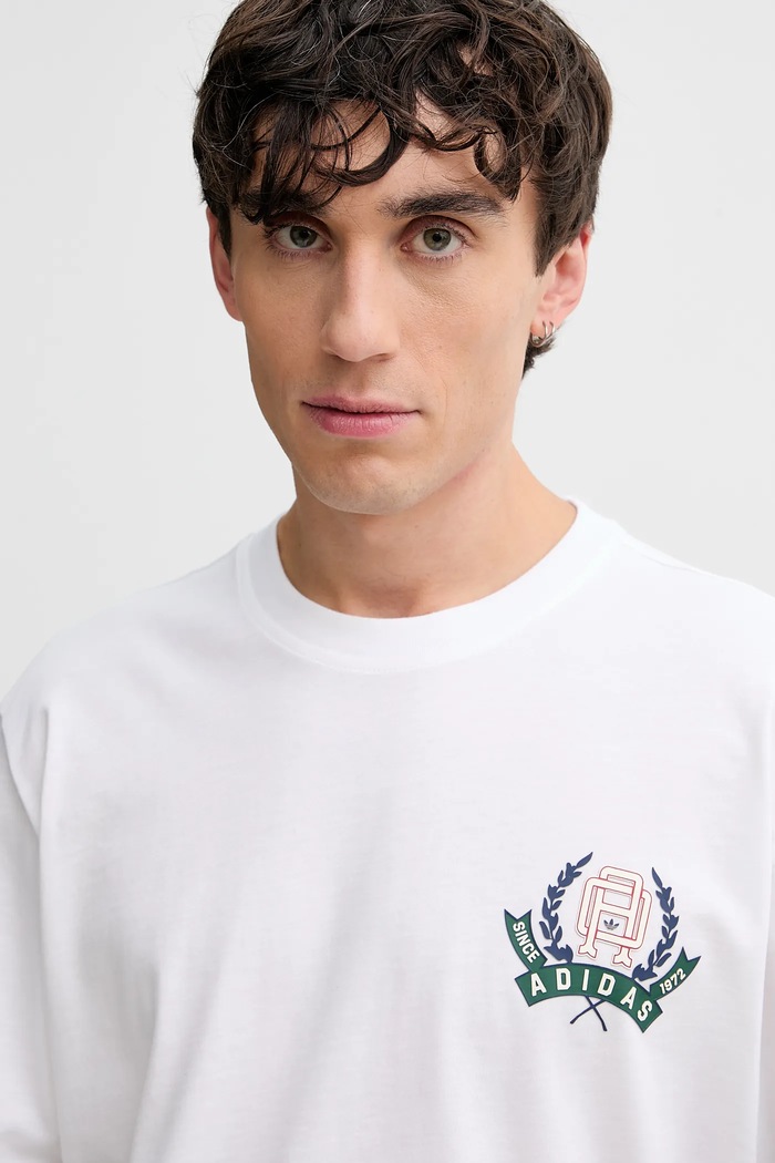adidas Originals t-shirt bawełniany Varsity biały JX8155