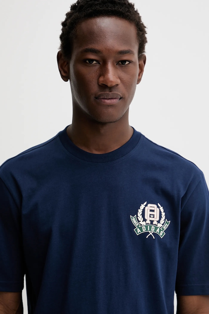 adidas Originals tricou din bumbac Varsity albastru JX8156
