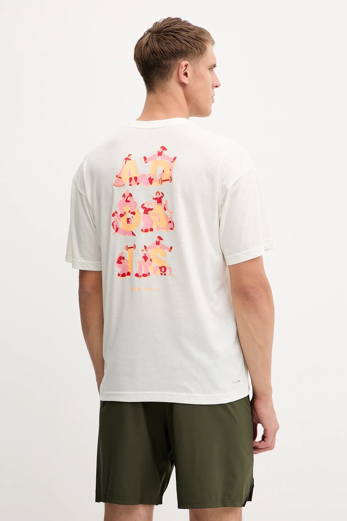 Тениска за трениране adidas Performance GFX свободна бежов KC5862
