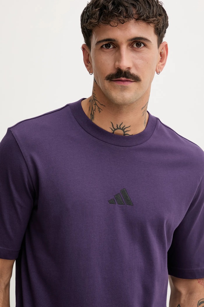 Bavlněné tričko adidas Essentials fialová JW6232