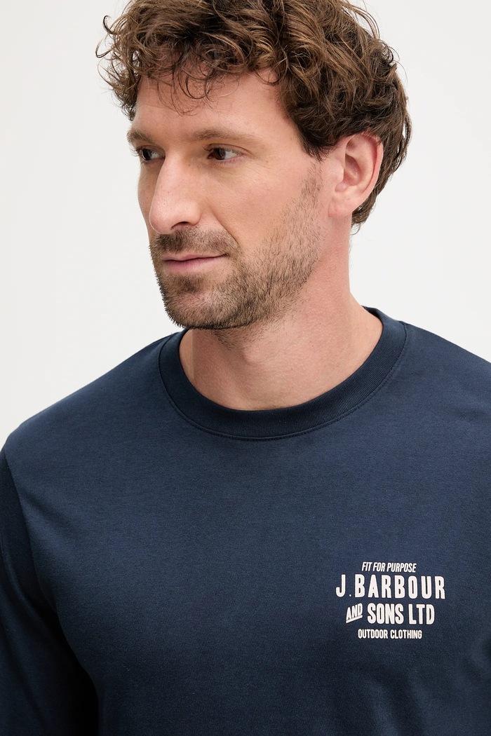 Памучна блуза с дълги ръкави Barbour MTS1471 тъмносин