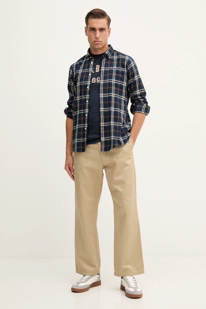 Barbour tricou din bumbac HOLLINS MTS1472 bleumarin AW25