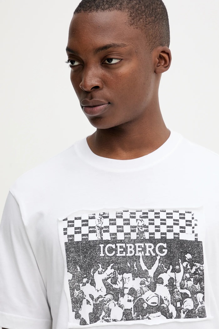 Bavlnené tričko Iceberg biela F02B.6325.