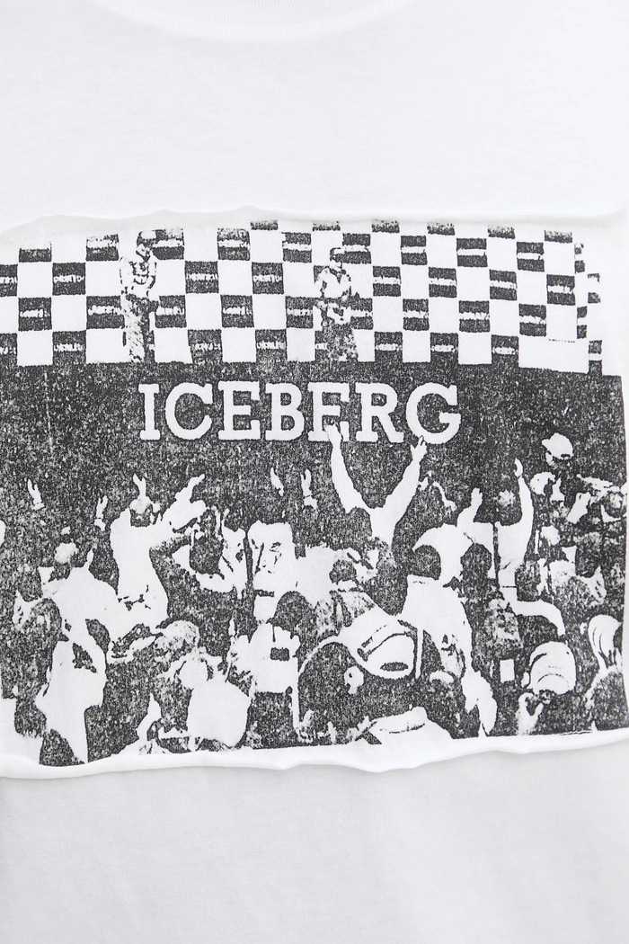 Bavlnené tričko Iceberg F02B.6325. biela