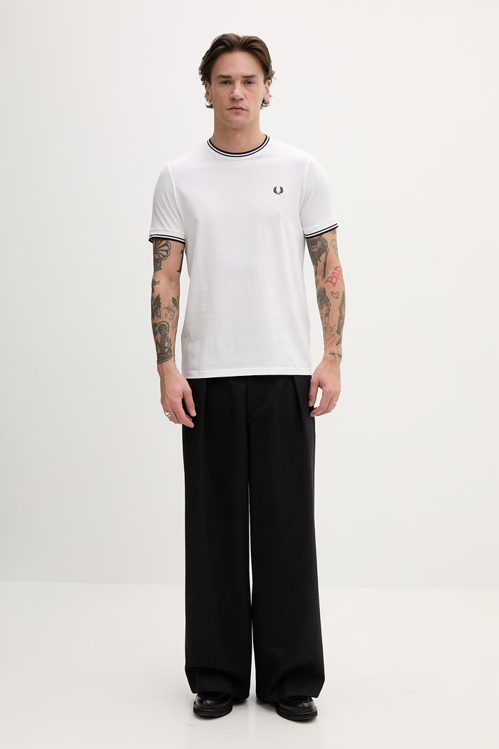Fred Perry kratka majica moška bombažna M1588V bela SS26