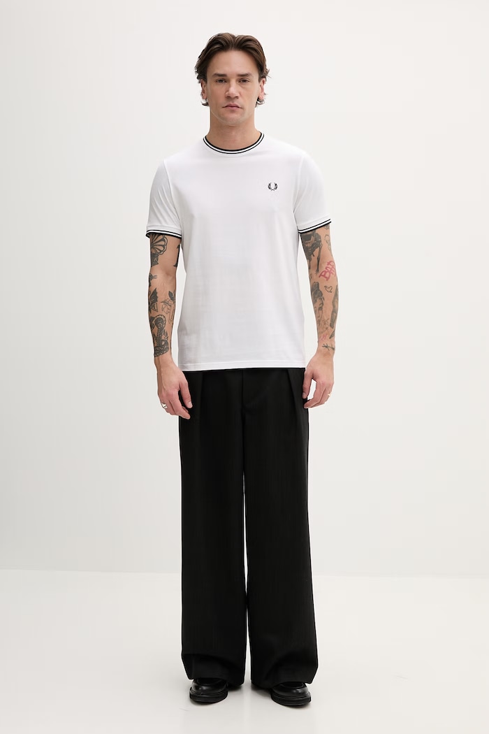 Fred Perry kratka majica moška bombažna M1588V bela SS26