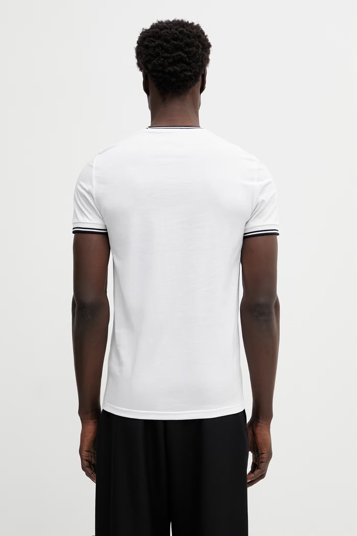 Ρούχα Fred Perry t-shirt ανδρικό βαμβακερό M1588V λευκό