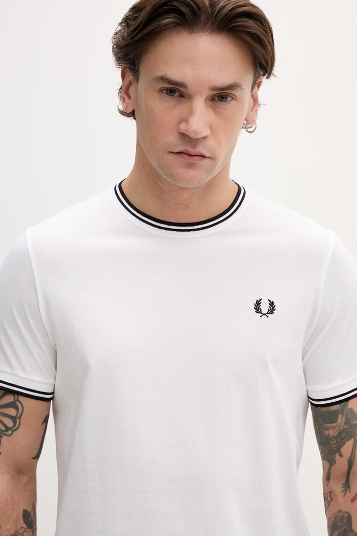 Fred Perry kratka majica moška bombažna bela M1588V