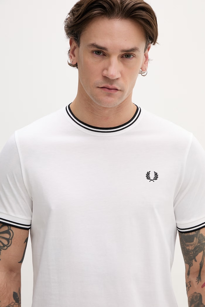 Fred Perry kratka majica moška bombažna bela M1588V
