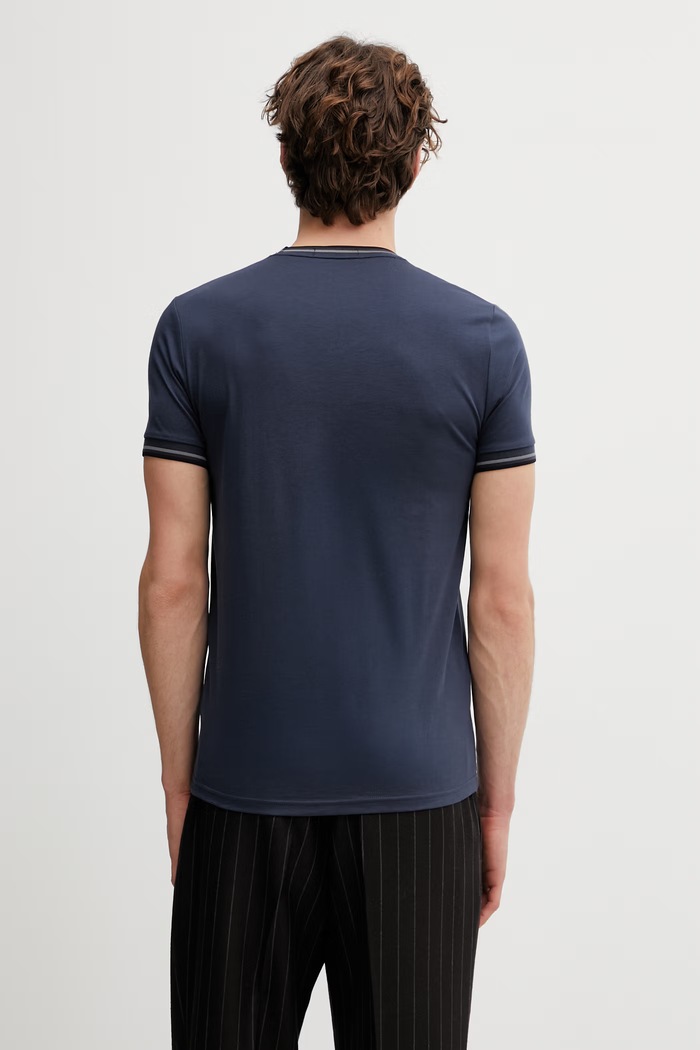 Oblačila Fred Perry kratka majica moška bombažna M1588V mornarsko modra