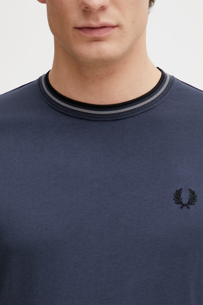 Fred Perry T-shirt βαμβακερό ανδρικό σκούρο μπλε M1588V