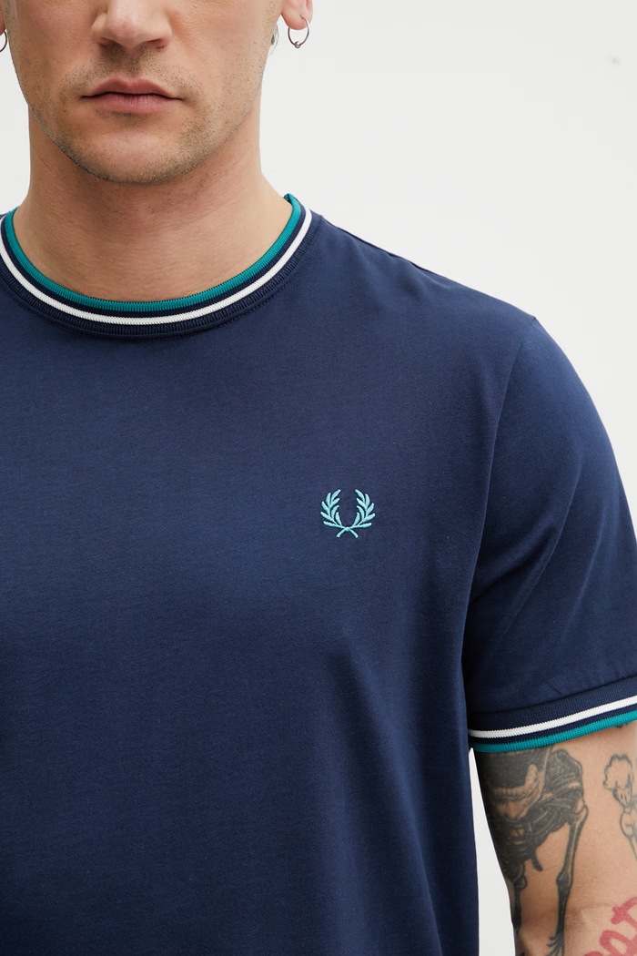 Fred Perry T-shirt in cotone da uomo blu navy M1588V