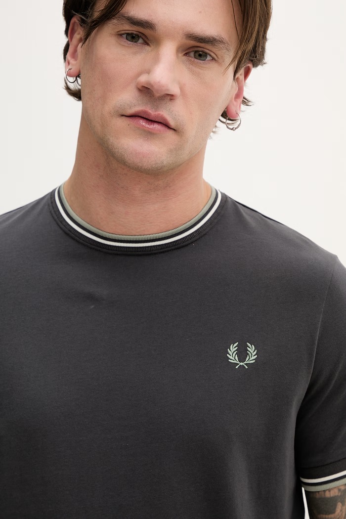 Fred Perry Τ-shirt Ανδρικό βαμβακερό γκρί M1588V