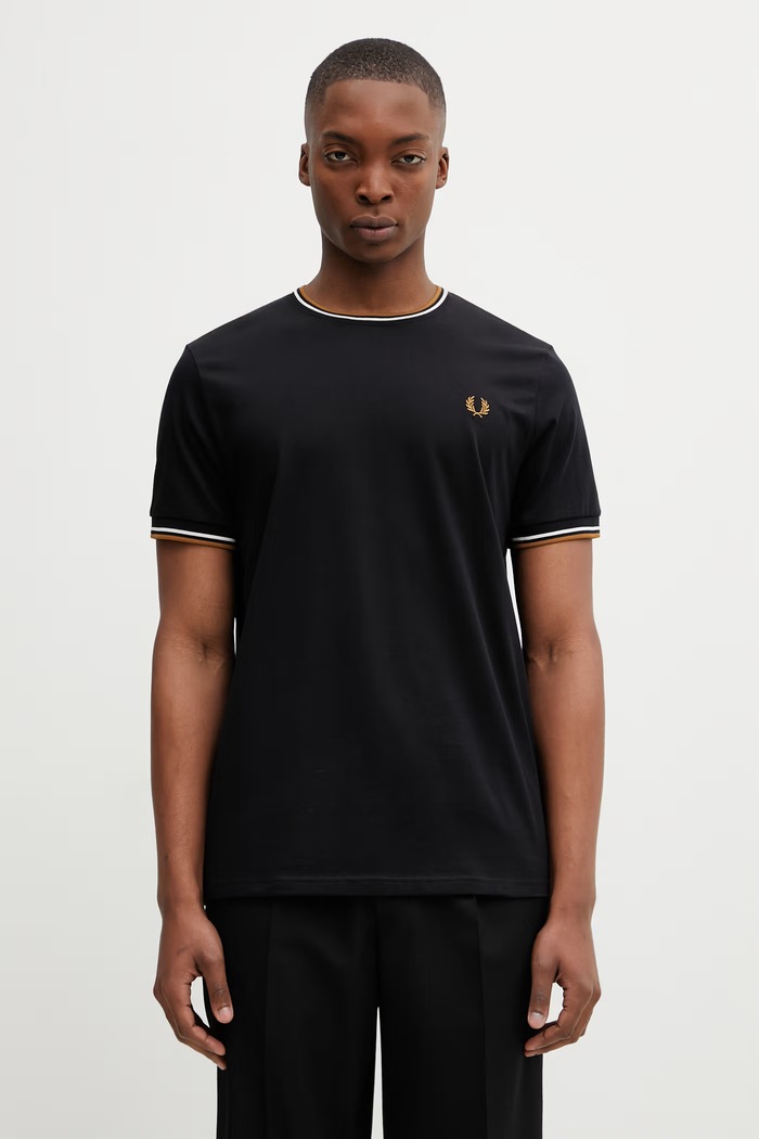 Fred Perry тениска памучна мъжка стандартна черен M1588V