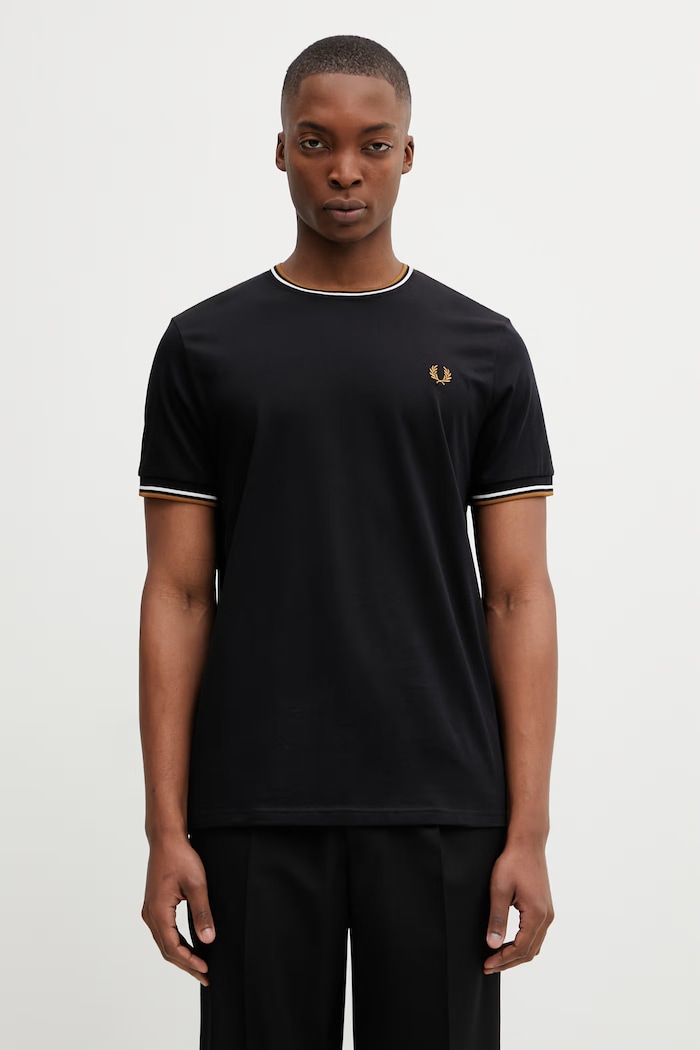 Fred Perry тениска памучна мъжка стандартна черен M1588V