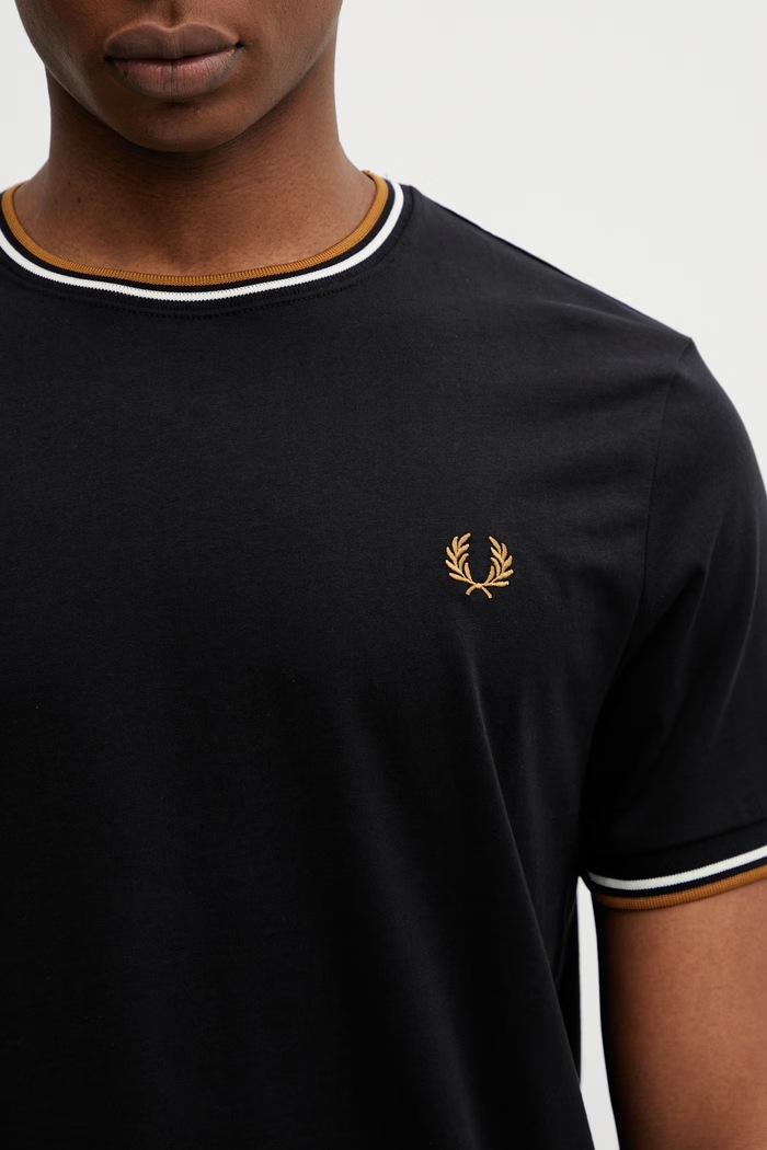 Fred Perry тениска памучна мъжка черен M1588V