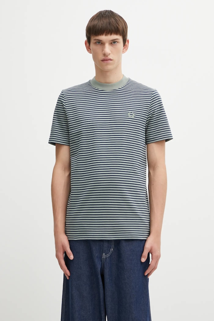 Βαμβακερό μπλουζάκι Fred Perry κανονικό πράσινο M6581