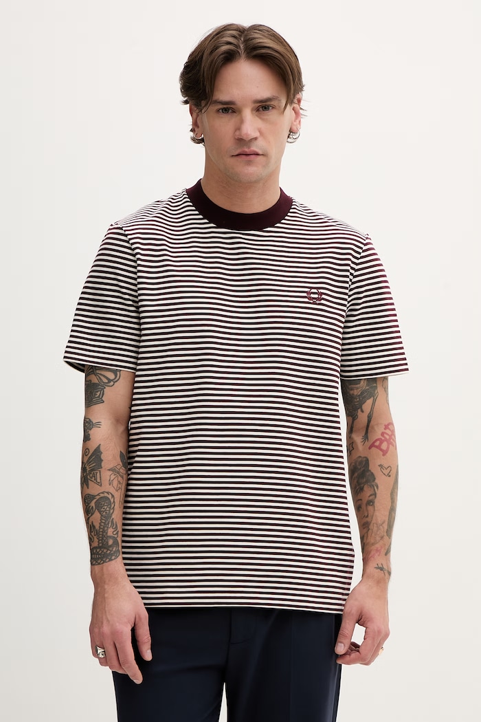 Fred Perry t-shirt bawełniany wzorzyste bordowy M6581