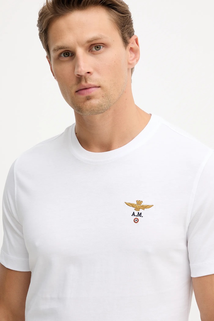Aeronautica Militare kratka majica moška bombažna bela TS1580UJ00372