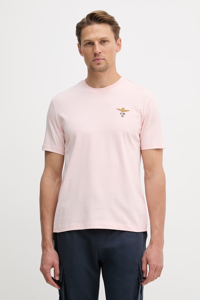 Aeronautica Militare kratka majica moška bombažna roza TS1580UJ00372