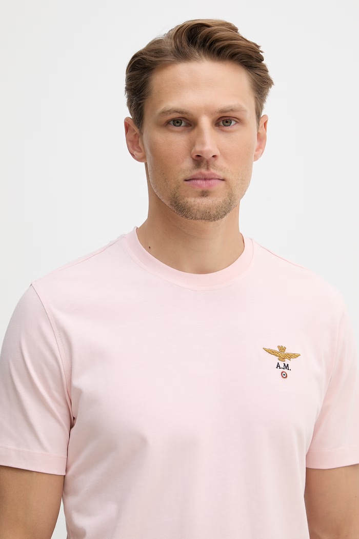 Aeronautica Militare kratka majica moška bombažna roza TS1580UJ00372