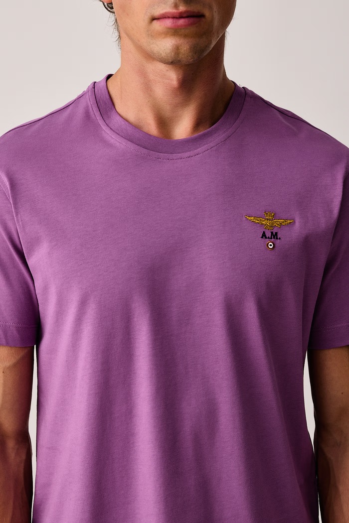 T-shirt męski bawełniany Aeronautica Militare TS1580UJ00372 fioletowy