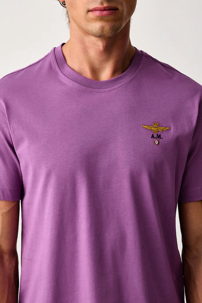 T-shirt męski bawełniany Aeronautica Militare TS1580UJ00372 fioletowy