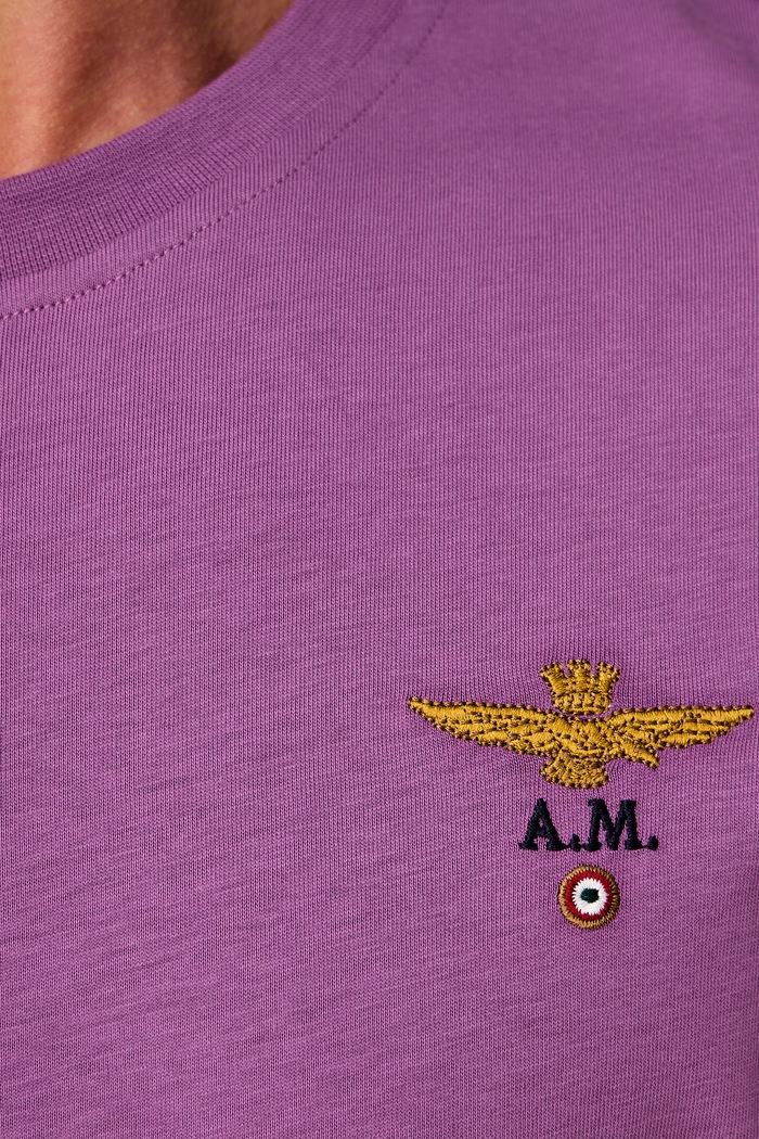 T-shirt męski bawełniany Aeronautica Militare fioletowy TS1580UJ00372