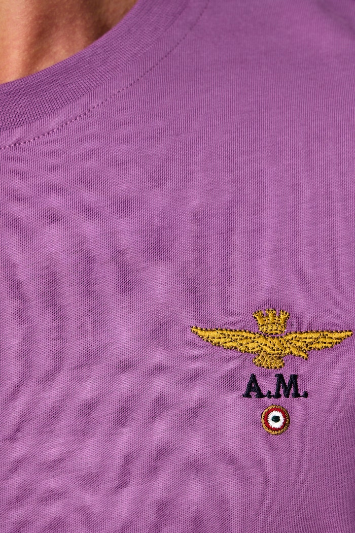 T-shirt męski bawełniany Aeronautica Militare fioletowy TS1580UJ00372