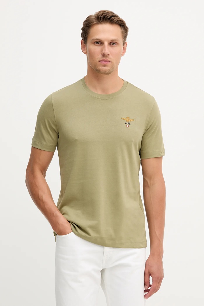 Aeronautica Militare t-shirt ανδρικό βαμβακερό πράσινο TS1580UJ00372