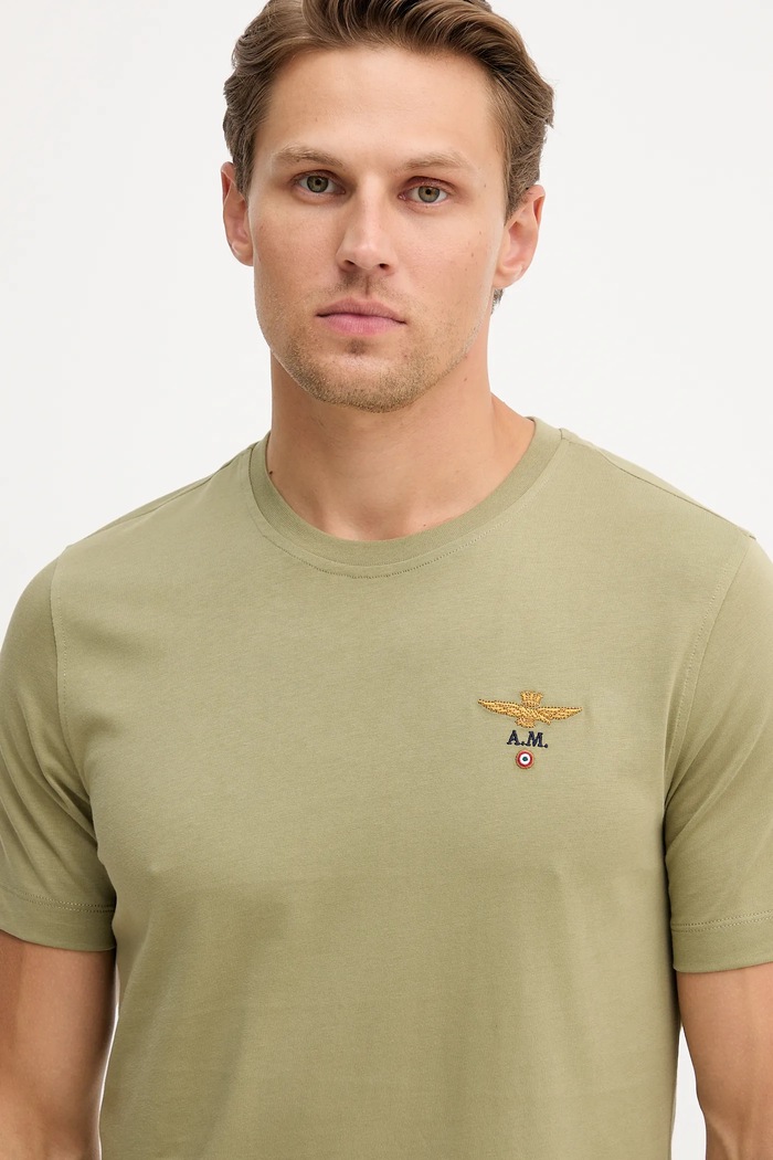 Aeronautica Militare t-shirt ανδρικό βαμβακερό πράσινο TS1580UJ00372