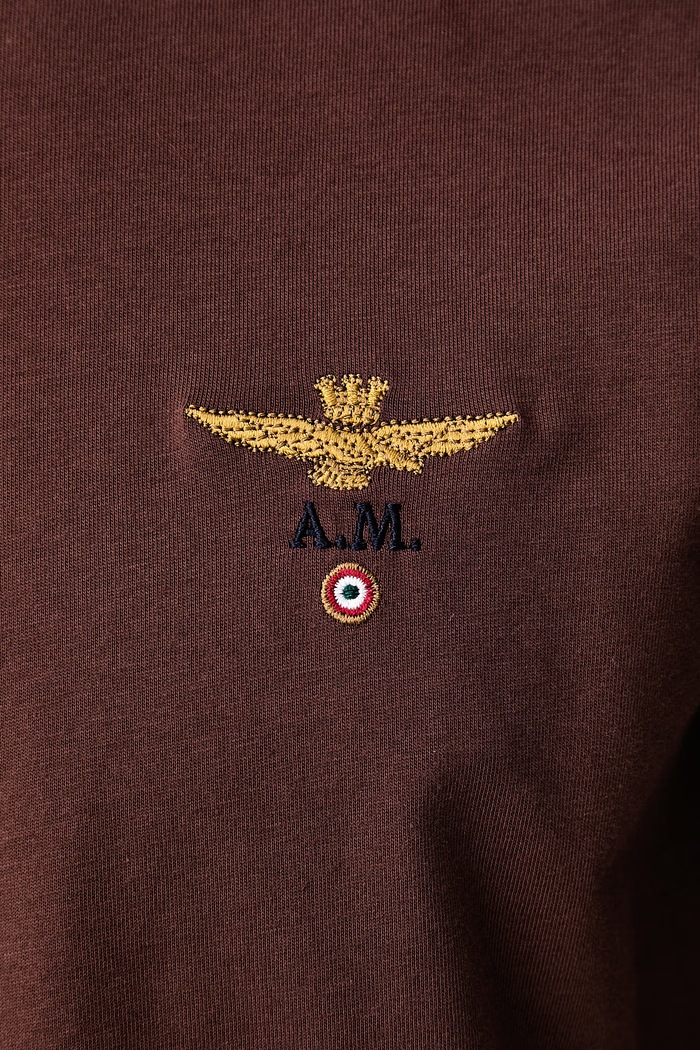 Футболка для мужчин из хлопка Aeronautica Militare коричневый TS1580UJ00372