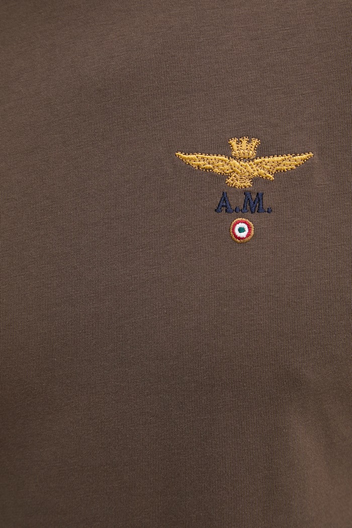 Aeronautica Militare kratka majica moška bombažna TS1580UJ00372 rjava