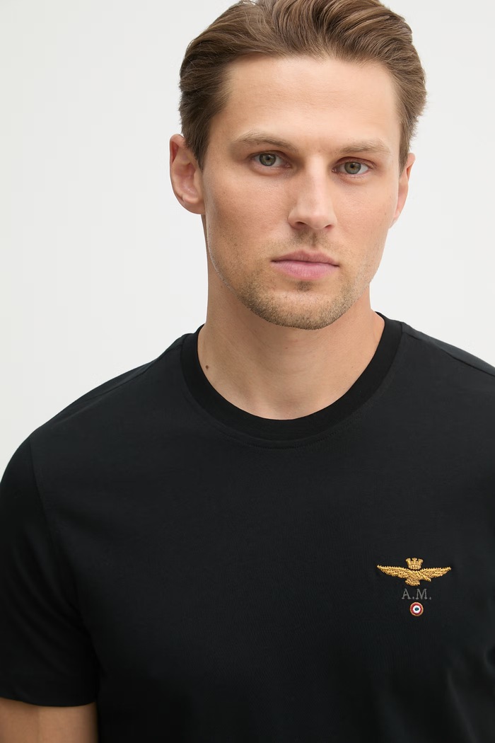 Aeronautica Militare kratka majica moška bombažna črna TS1580UJ00372