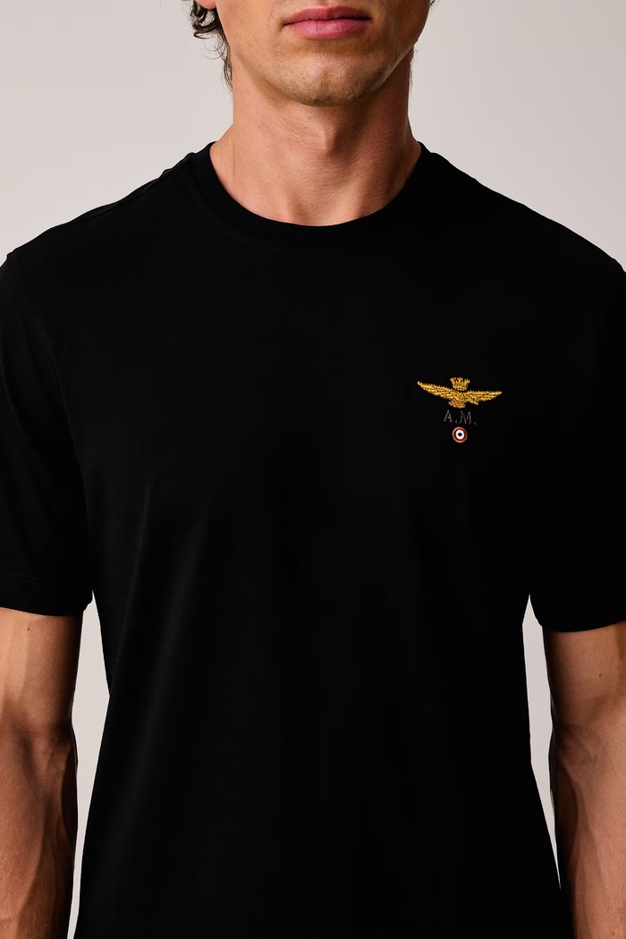 T-shirt męski bawełniany Aeronautica Militare TS1580UJ00372 czarny